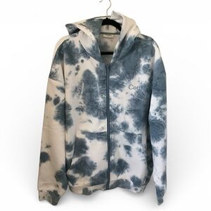 COMFRT Blue and White Tie-Dye Zip-Up Hoodie
